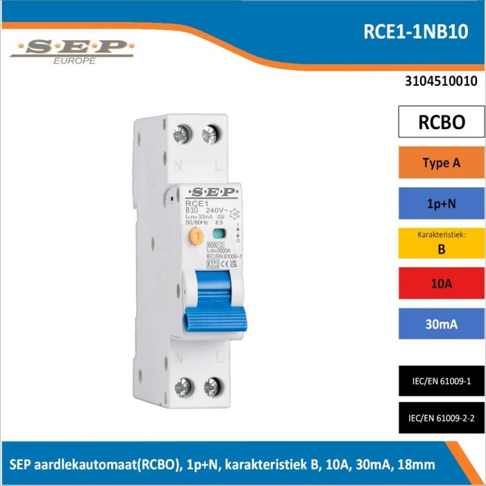 SEP Aardlekautomaat B16 1-fase (RCBO)
